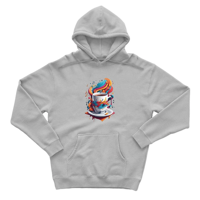 Colorful Coffee Cup with Musical Notes Male Pullover Hoodie