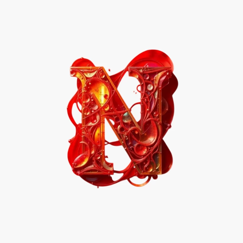 Abstract 3D Liquid Letter N in Vibrant Red Cotton Tote Bag