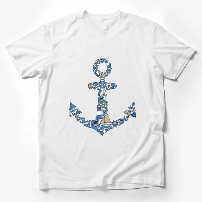 Motif ancre maritime avec objets nautiques Homme T-Shirt