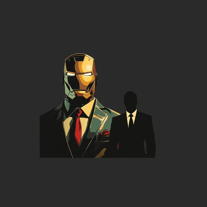 Iron Man: Superhero in Business Attire with Shadowy Companion Baseball Cap