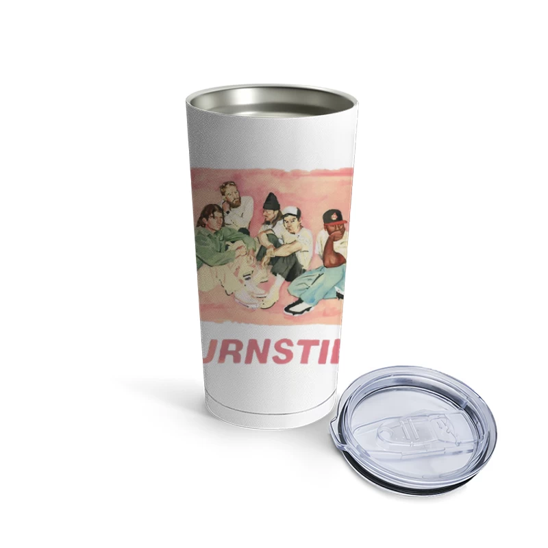 Watercolor Portrait of Hip Hop Group "Turnstile" Travel Mug