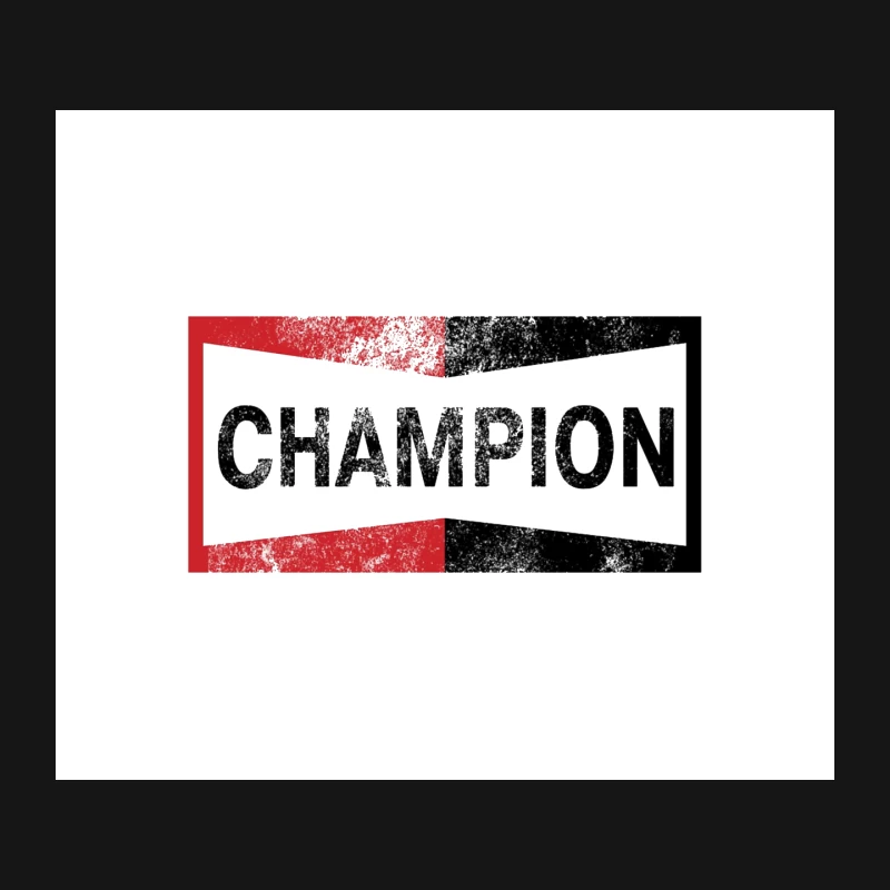 Champion Typography: Motivational Grunge Design in Red and Black Mouse Pad