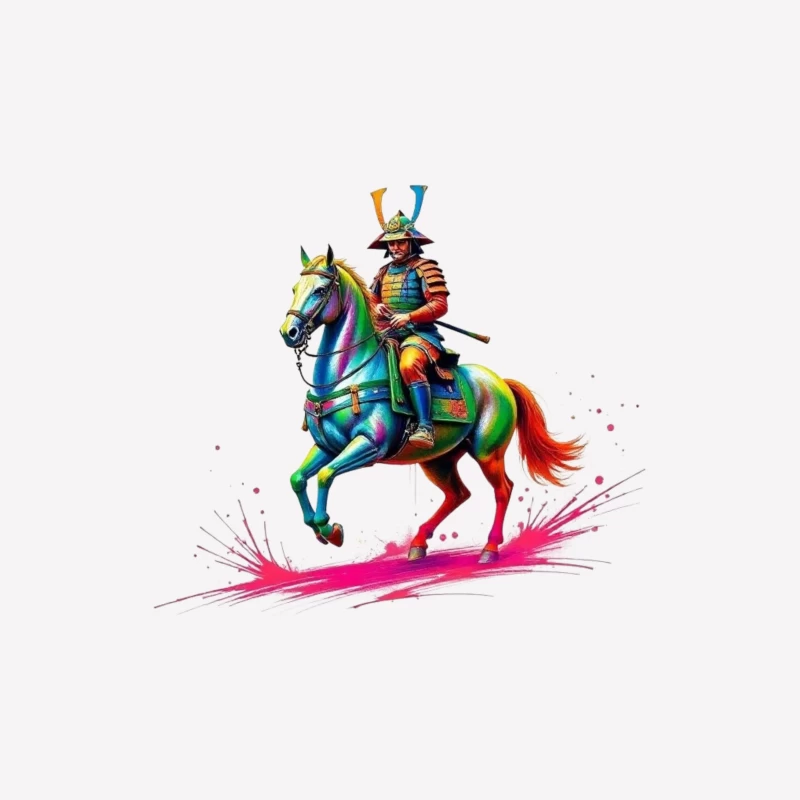 Colorful Samurai on Horseback