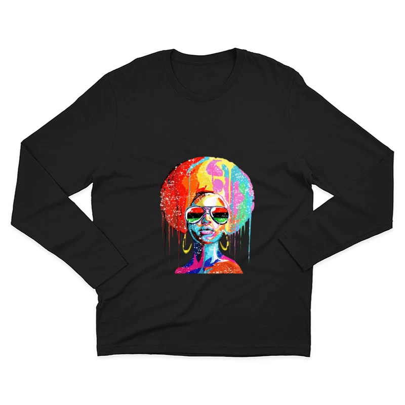 Bunte Afro-Kunst mit Sonnenbrille Herren Langarm T-Shirt