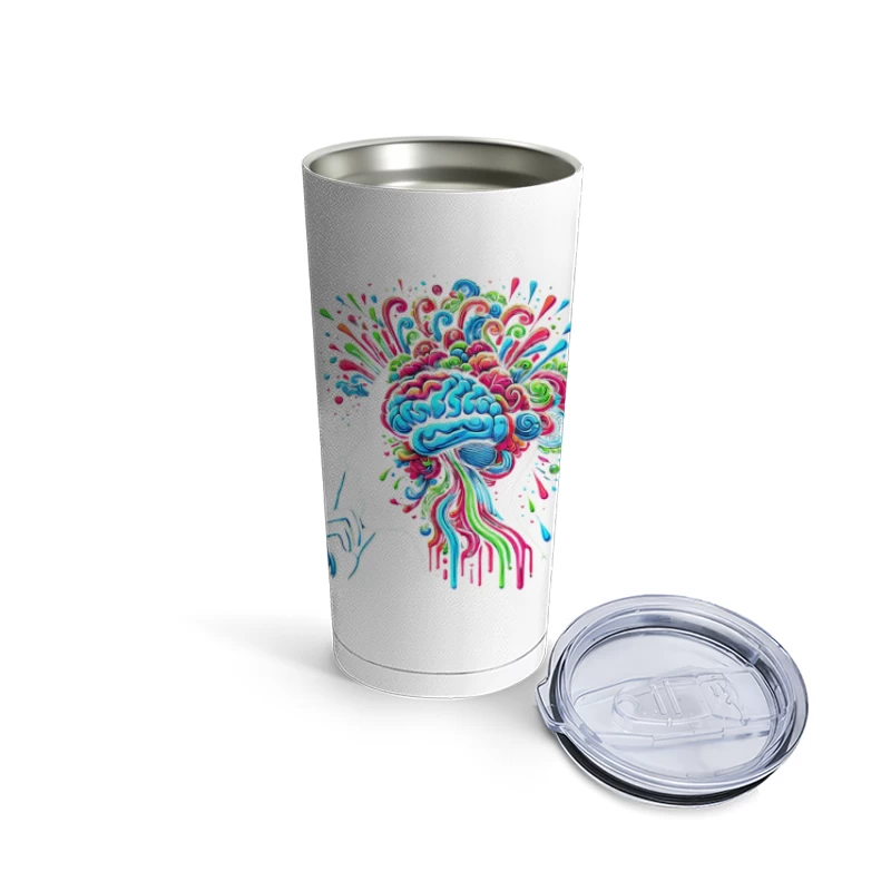 Psychedelic Brain Explosion in Vibrant Colors Travel Mug