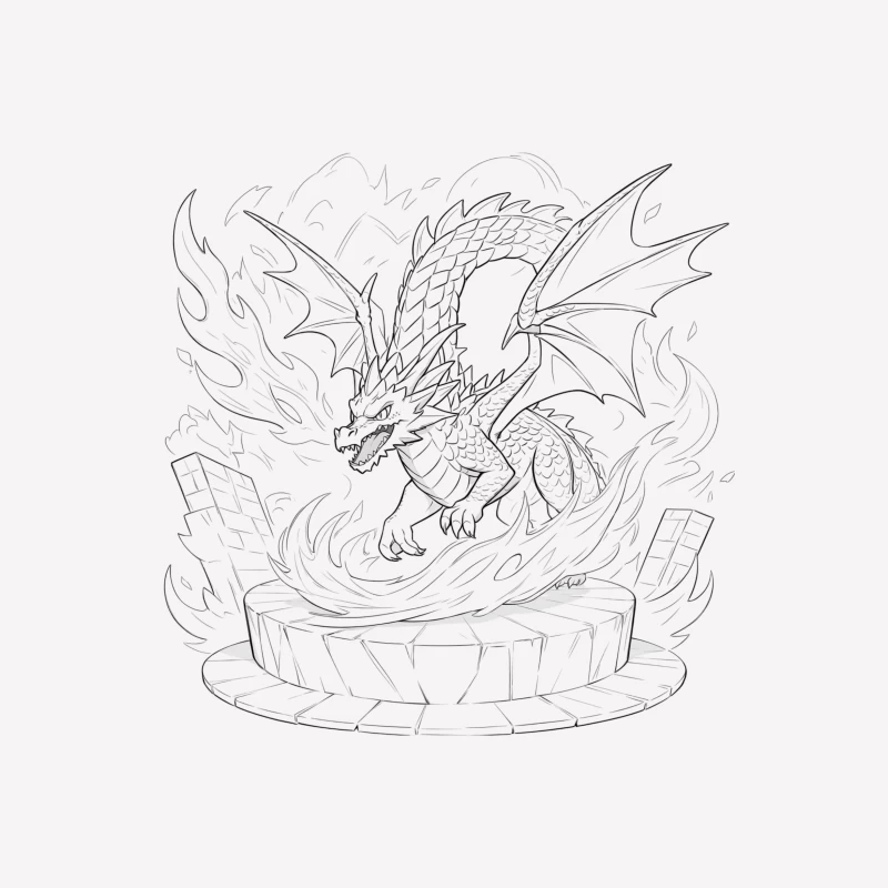 Mighty Dragon Ascending Amidst Flames Male T-Shirt