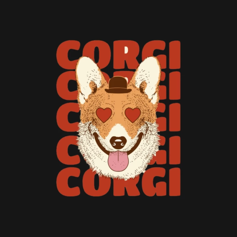 Corgi avec yeux cœur et chapeau