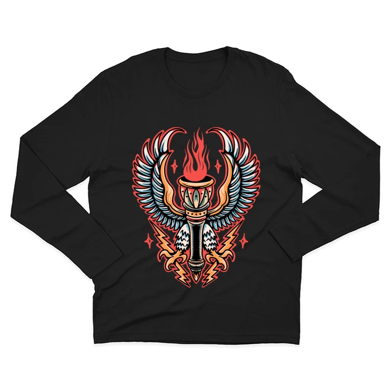 Mythical Winged Torch Artwork Male Long Sleeve T-Shirt