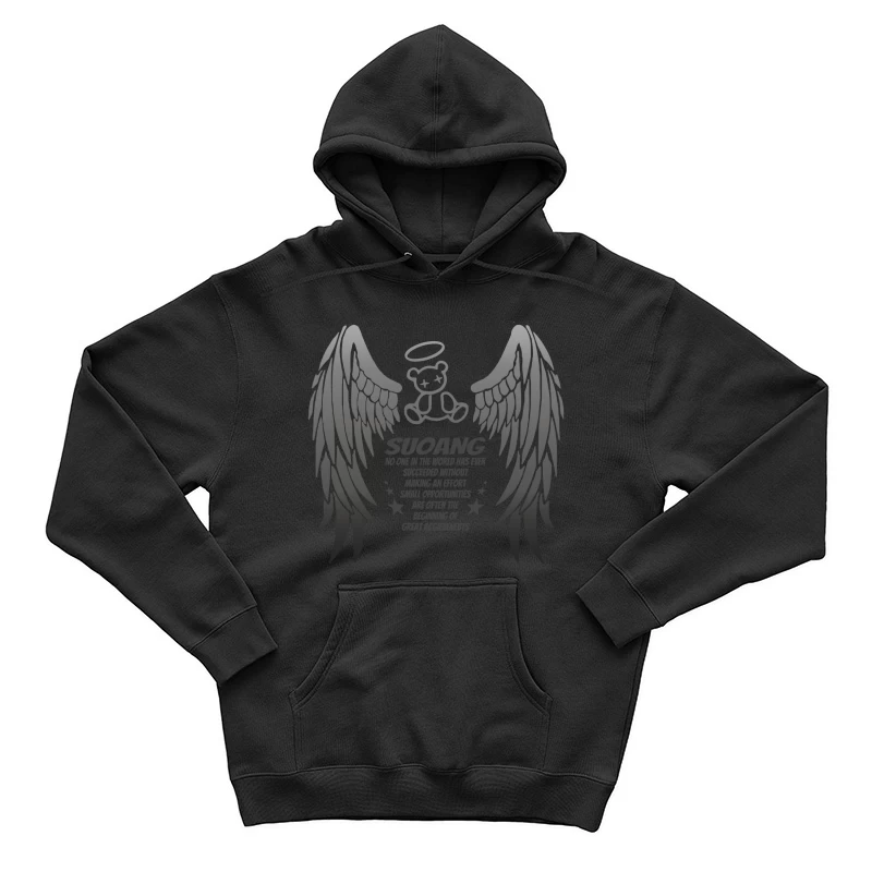 Design mit Engelsflügeln und Bär Herren Pullover Hoodie