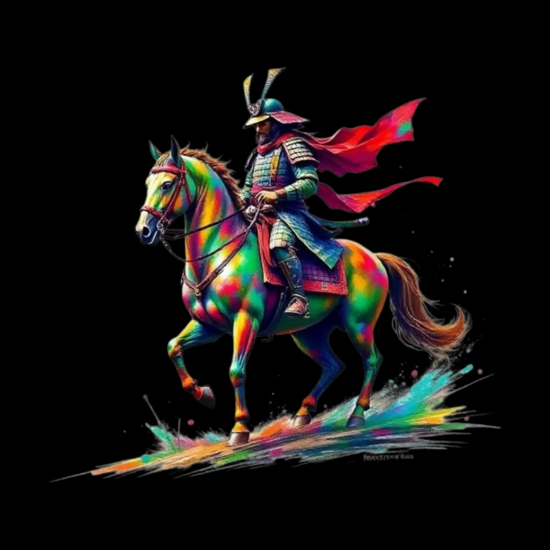 Colorful Samurai Warrior on Horse Pin