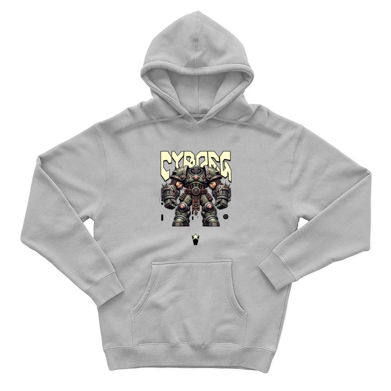 Heavy Combat Cyborg Mech Armor Illustration Male Pullover Hoodie