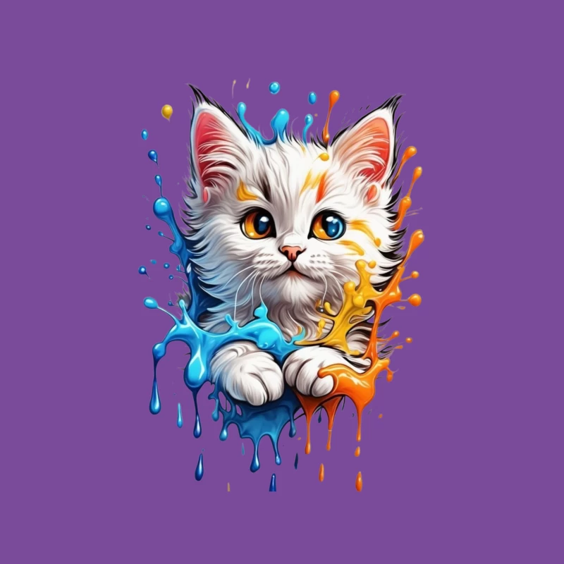Cute Colorful Cat Illustration Male T-Shirt