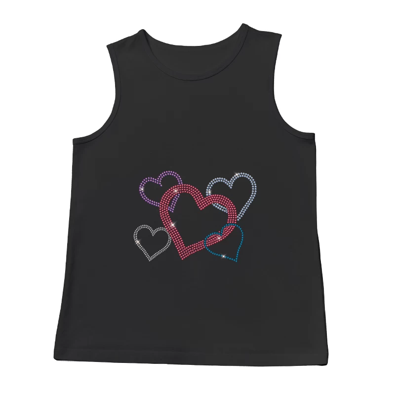 Bunte Herzdesign mit Strasssteinen Herren Tanktops