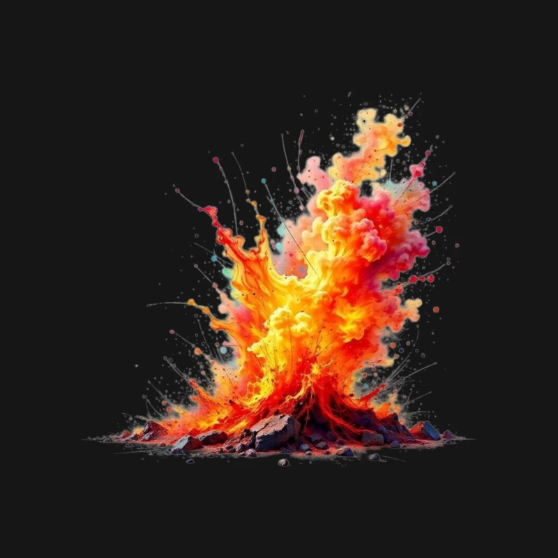 Vibrant Volcanic Eruption in Watercolor Style Mouse Pad