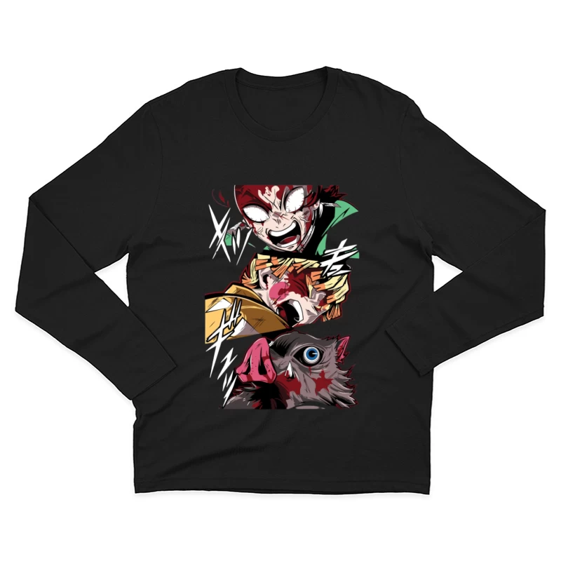 Kämpferische Anime-Charaktere Herren Langarm T-Shirt