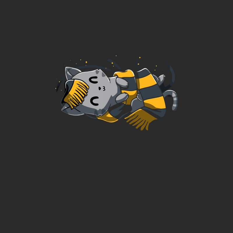Abstract Geometric Cat with Yellow Scarf Baseball Cap