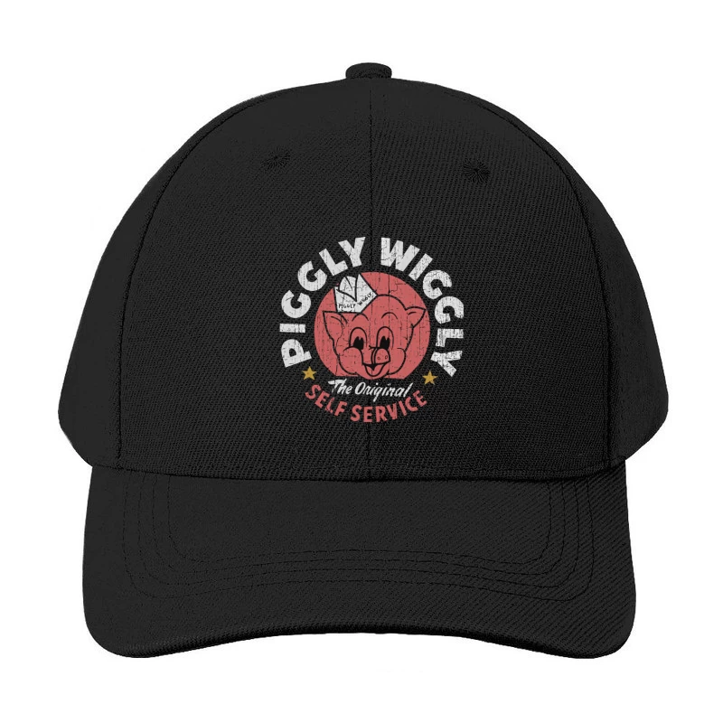 Vintage Pig Self Service Restaurant Logo Design Baseball Cap