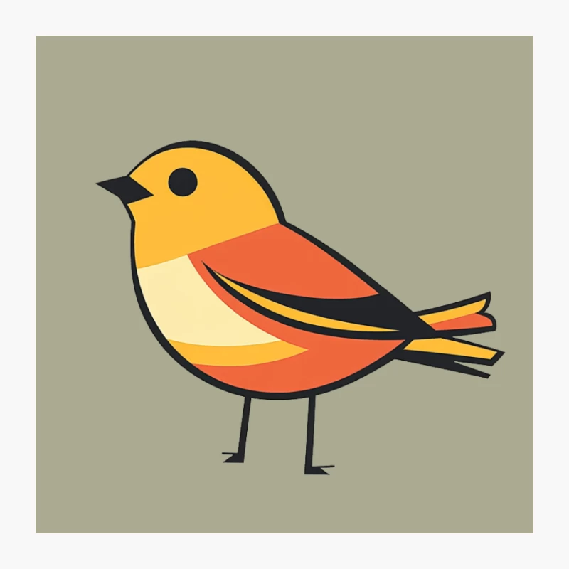 Cute Cartoon Yellow and Orange Bird Illustration Pin