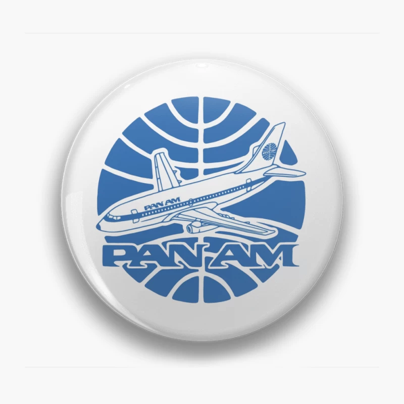 Vintage Pan Am Airlines Blue Globe Logo with Aircraft Design Pin