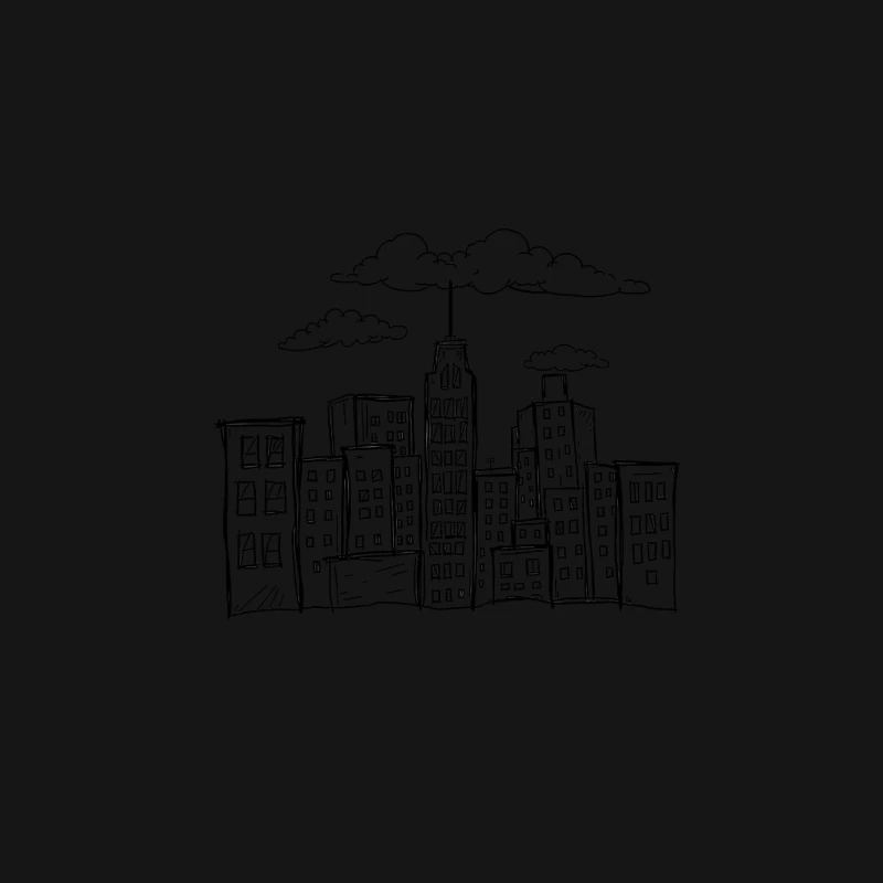 Artistic Doodle of a City Skyline Male Long Sleeve T-Shirt