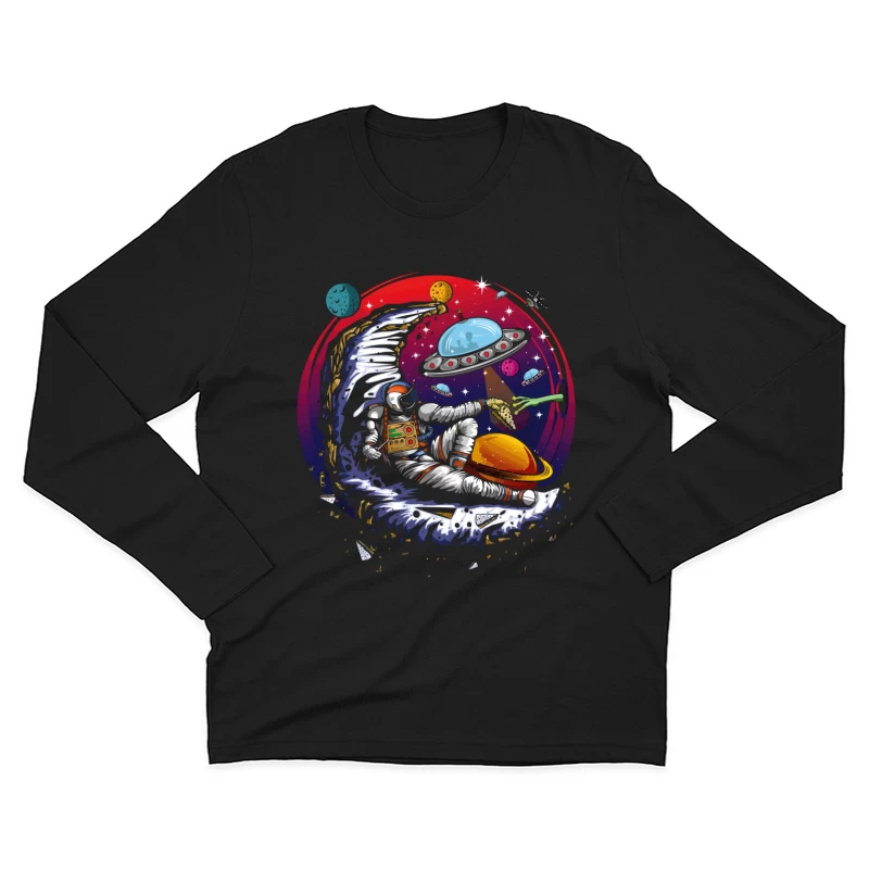 Pizza in the Cosmos: Delight for an Astronaut Male Long Sleeve T-Shirt