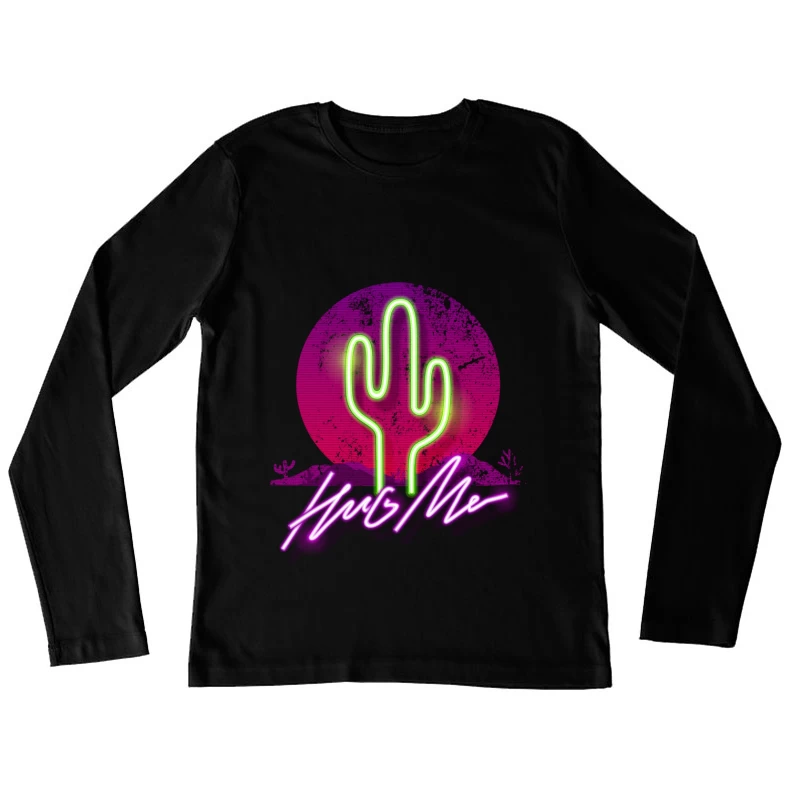 Cactus Néon et Coucher de Soleil Femme Manches Longues T-Shirt