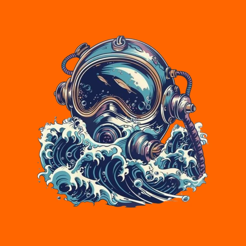 Vintage Deep Sea Diver Illustration Tapestry