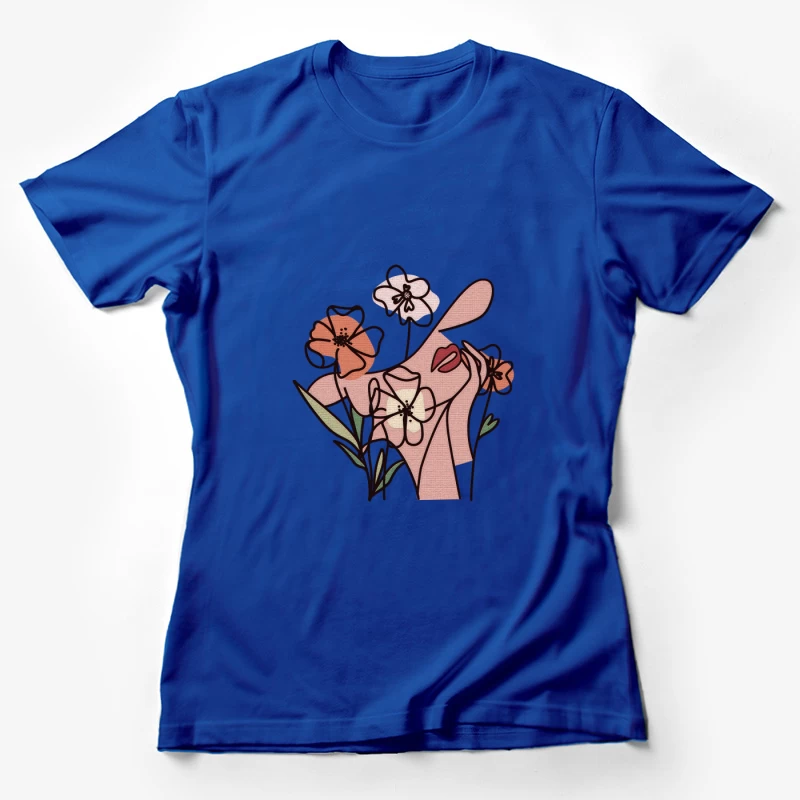 Abstrakte Hand mit Blumen Damen T-Shirt