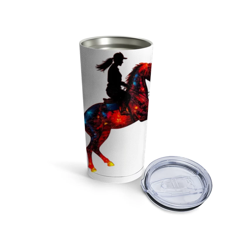 Cosmic Equestrian Silhouette with Galaxy Horse Travel Mug