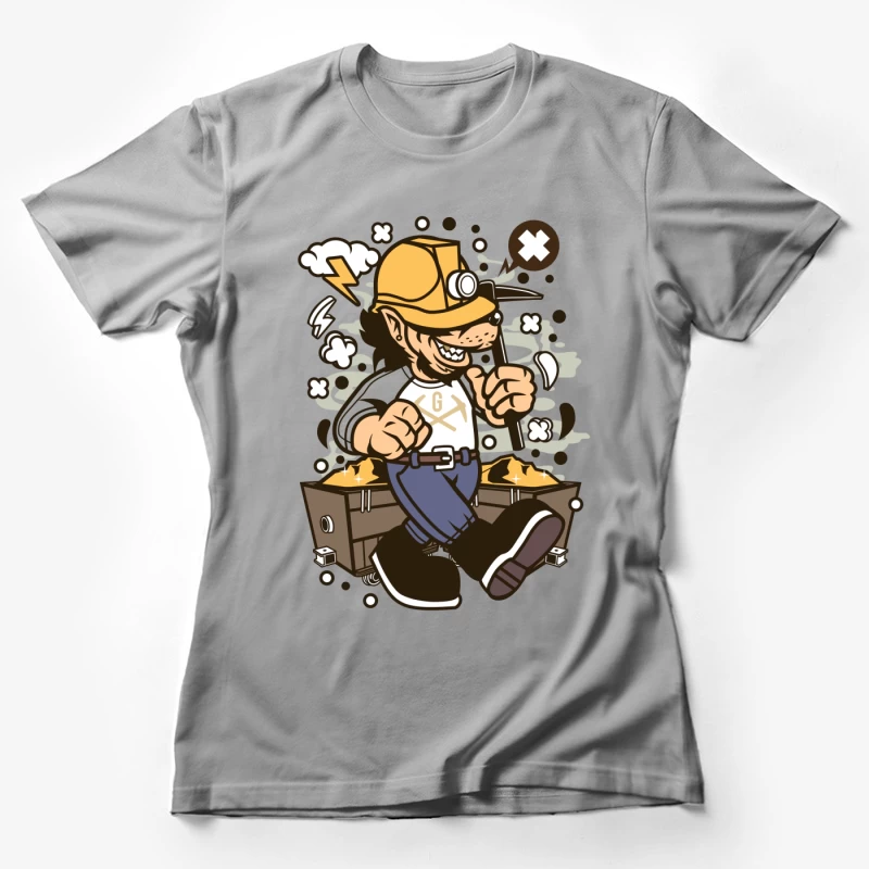 Mineur joyeux avec chariot d'or Femme T-Shirt