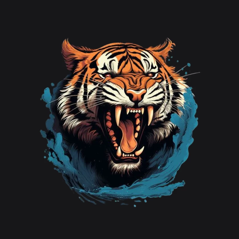 Wütender Tiger Illustration Herren Pullover Hoodie