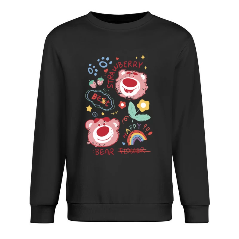 Bären und Erdbeeren Grafik Herren Pullover Sweatshirt