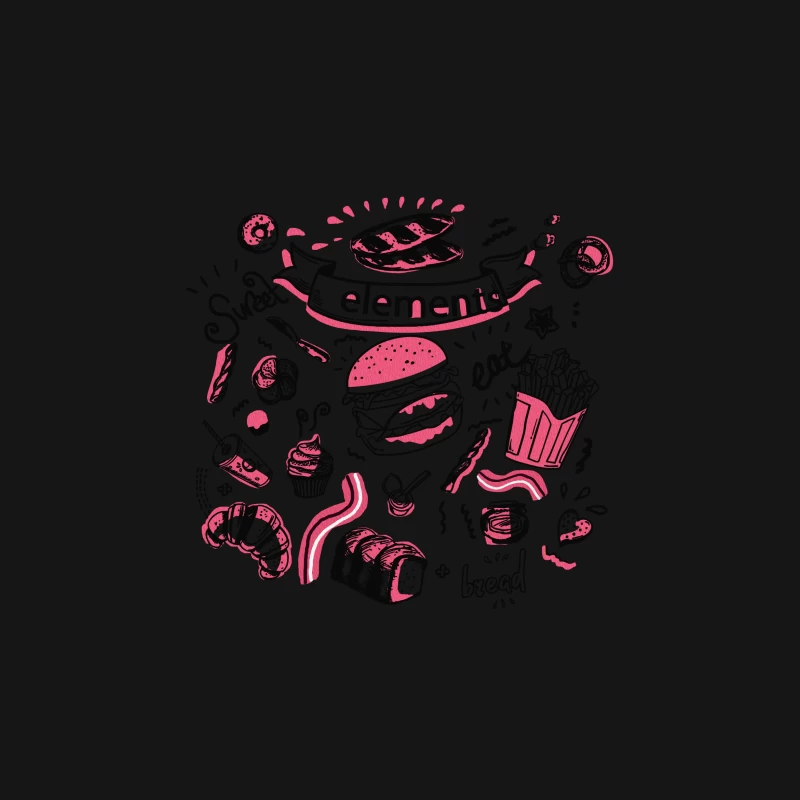 Fast Food und Süßigkeiten Illustration Herren T-Shirt