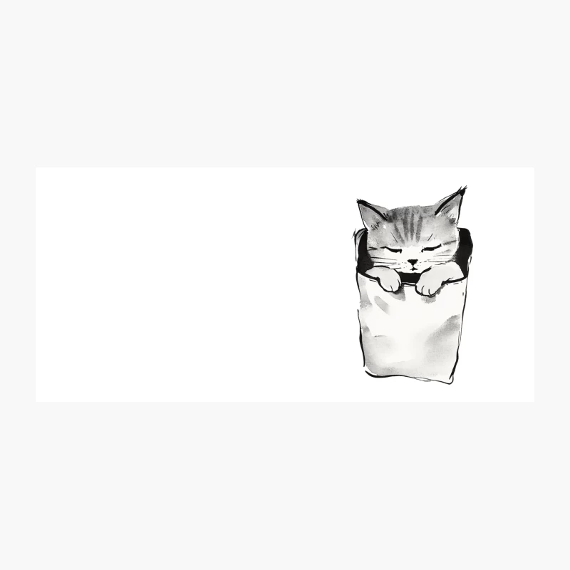 Sleepy Cat Illustration: Cozy Ink Drawing of Cute Feline Coffee Mug