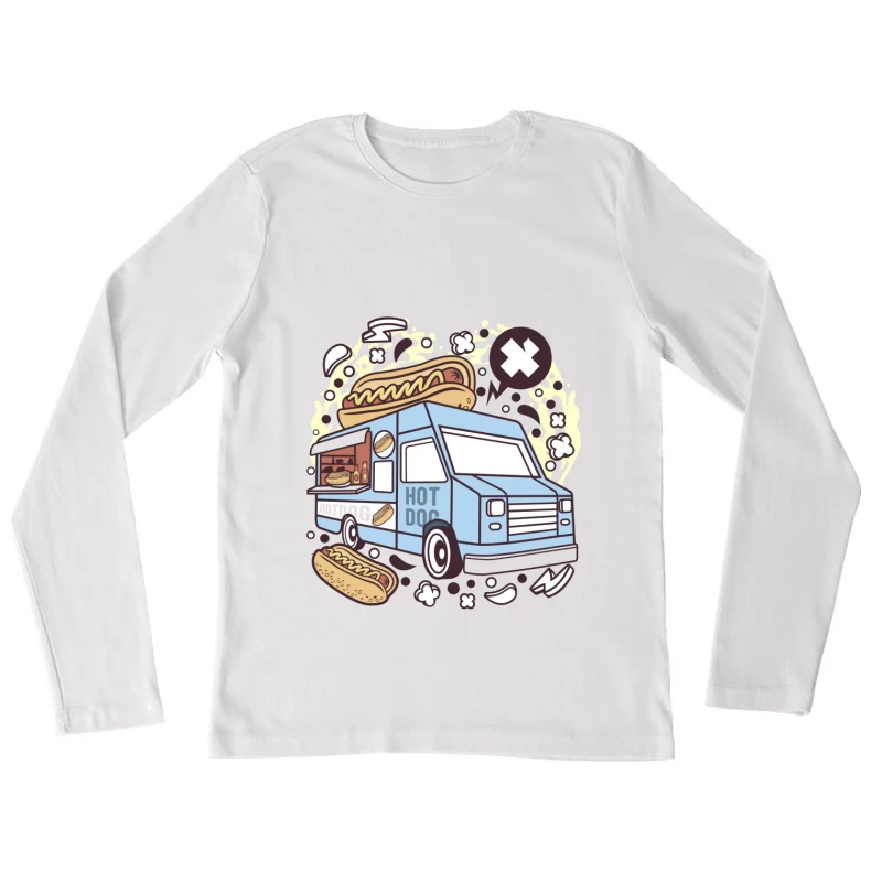 Camion de nourriture coloré servant des hot-dogs Femme Manches Longues T-Shirt