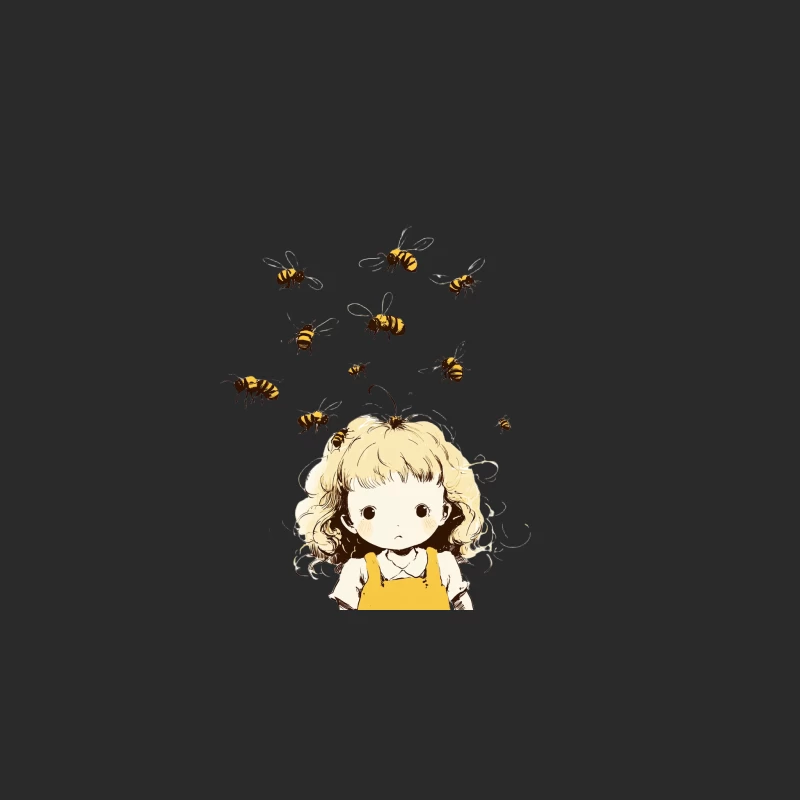 Cute Anime Girl Surrounded by Buzzing Bees Baseball Cap