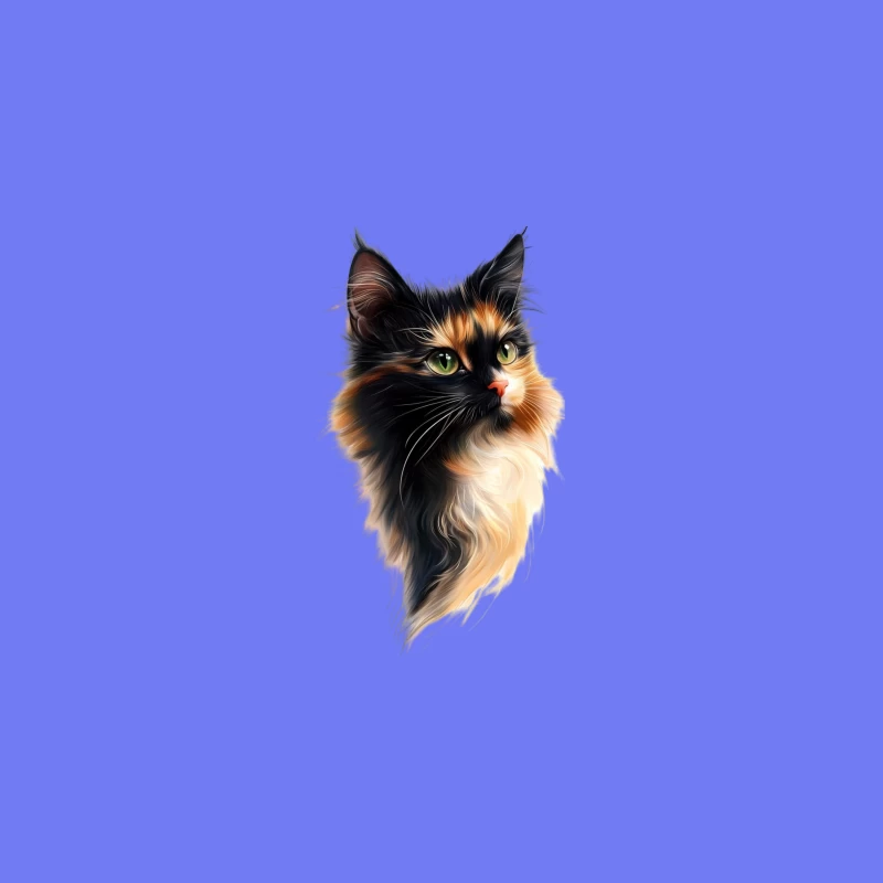 Stunning Portrait of a Fluffy Multicolored Cat Desk Mat