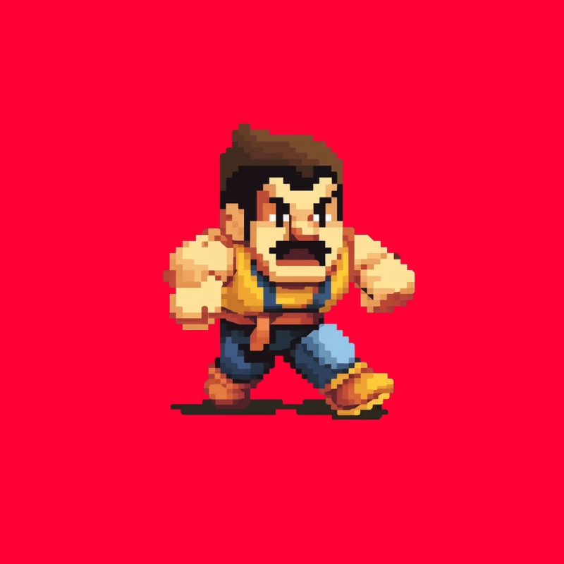 Retro Fighting Game Character in Pixel Art Style Mouse Pad