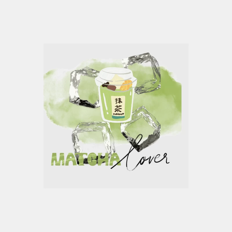 Cute Matcha Latte Cartoon in Glass Cup Male Tank Top
