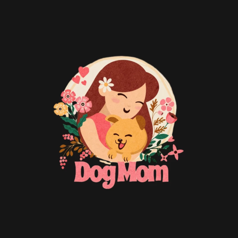 Illustration d'une maman chien avec des fleurs Femme Manches Longues T-Shirt