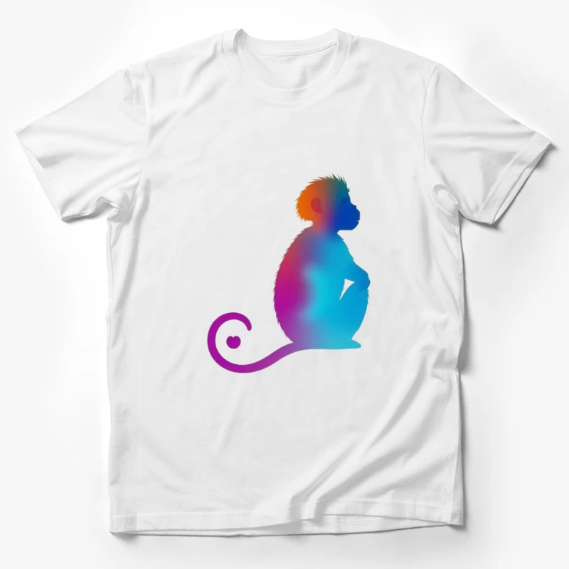 Colorful Gradient Monkey Silhouette with Curled Tail Male T-Shirt