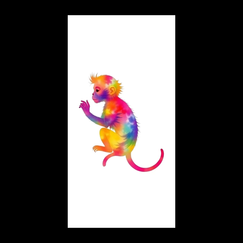 Rainbow Gradient Monkey Art iPhone Case