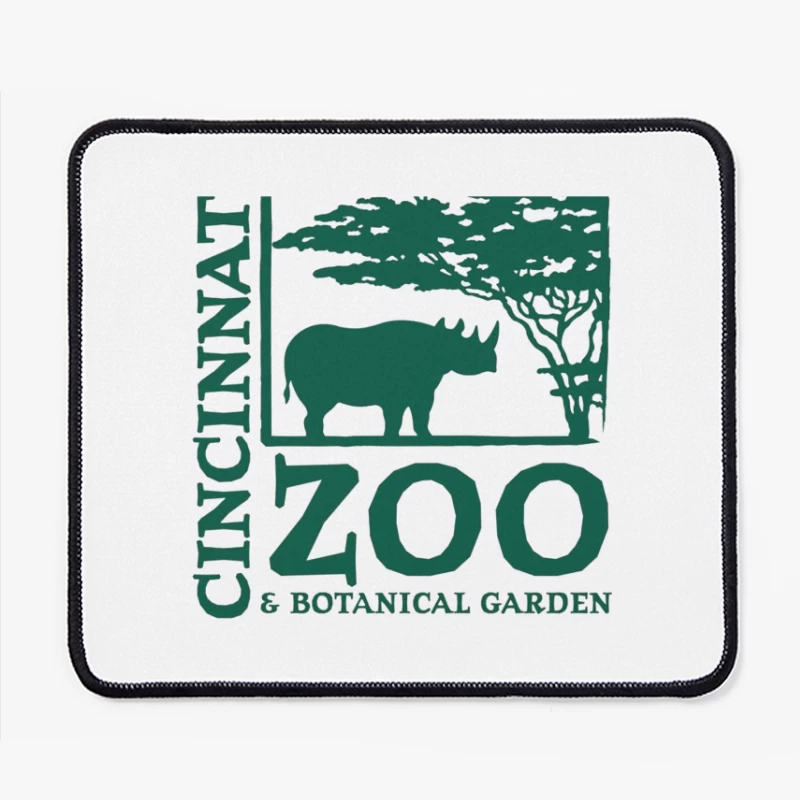 Cincinnati Zoo & Botanical Garden Logo with Rhinoceros and Acacia Tree Mouse Pad