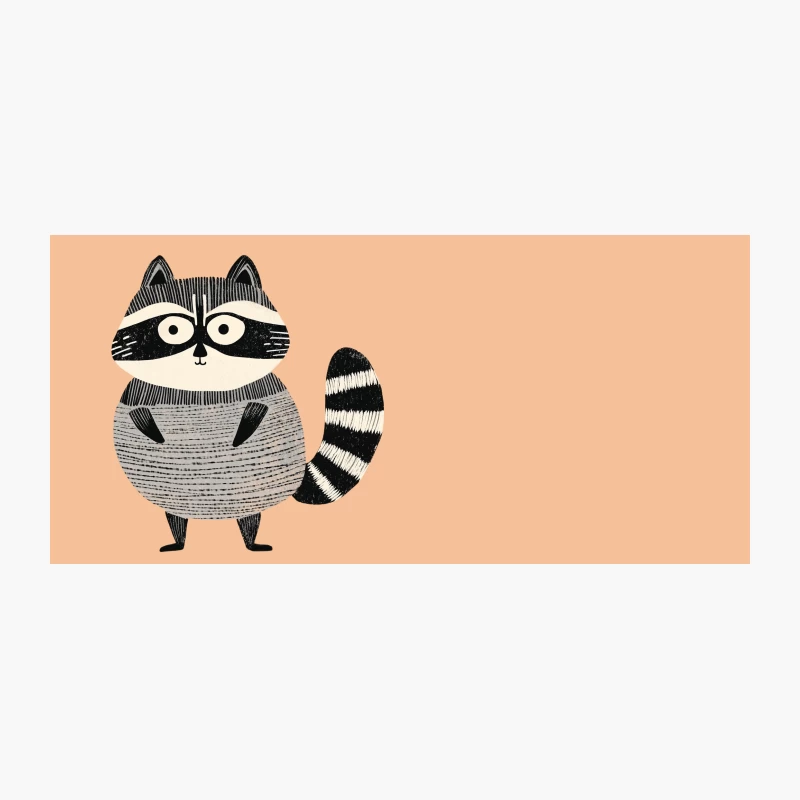 Cute Black and White Cartoon Raccoon Illustration with Striped Tail Coffee Mug