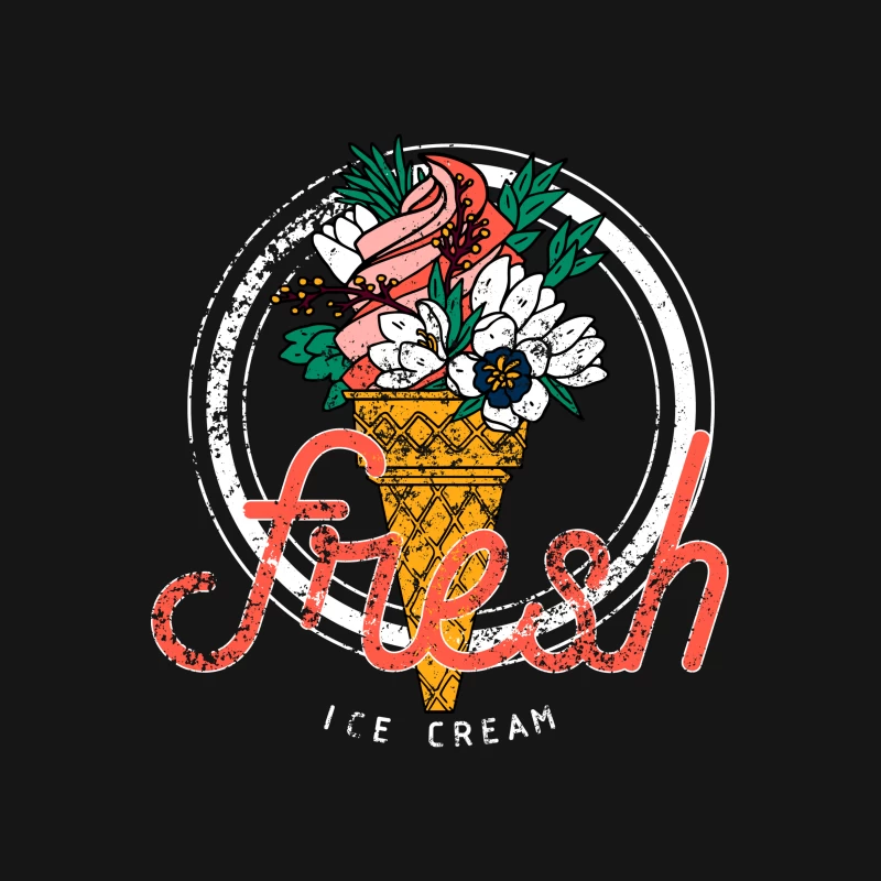 Illustration de cornet de glace avec fleurs Femme T-Shirt