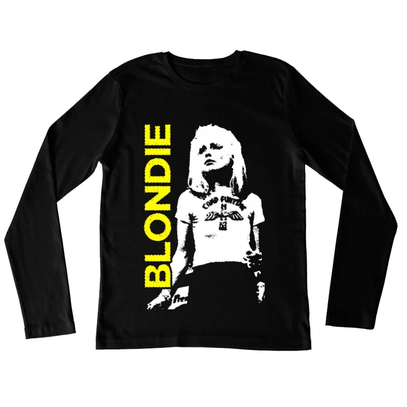 Black and White Punk Rock Artistic Portrait Female Long Sleeve T-Shirt