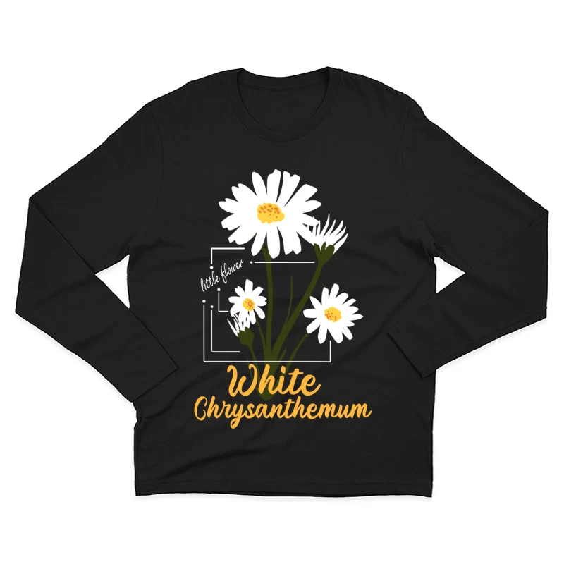 Weiße Chrysantheme Design Herren Langarm T-Shirt