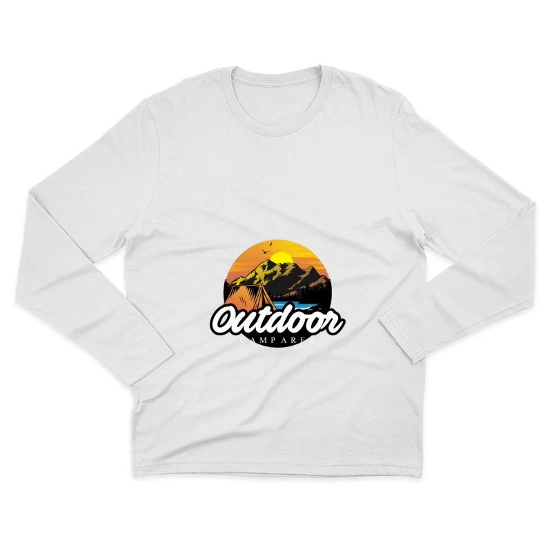 Campingplatz im Freien mit Zelten und Sonnenuntergang Herren Langarm T-Shirt