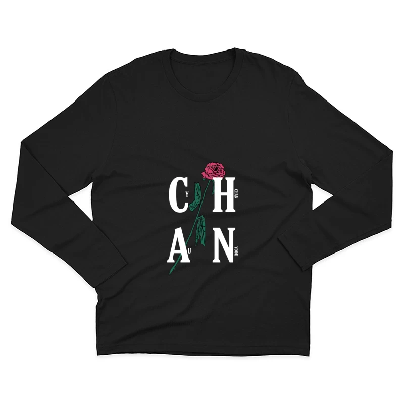 Rosenblumentextdesign Herren Langarm T-Shirt