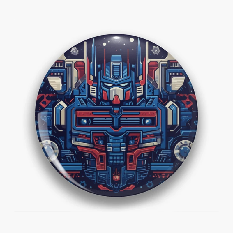 Geometric Robot Transformer Mechanical Art Illustration Pin